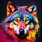 Colorful Wolf Head Illustration In Pop Art Style