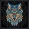 Colorful wolf head mandala arts isolated on black background