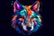 A colorful wolf\\\'s head on a black background. Generative AI