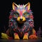 Colorful Wolf Sculpture In Surrealistic Setting