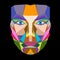 Colorful woman face abstract. Cartoon illustration. Perfect ratio.