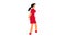 Colorful woman icon goes in red dress