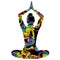 Colorful woman silhouette in yoga pose