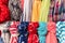 Colorful women scarves at a market