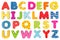 Colorful wood alphabet letters on a white background