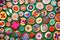 Colorful wood circle pieces hand painted and round shapes