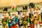 Colorful wood nutcracker soldier toy display view background