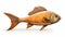 Colorful Woodcarving Of A Large Decorative Fish On White Background