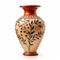 Colorful Woodcarving Style Amphora Vase On White Background