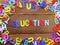 Colorful wooden alphabet education spelling on wooden background