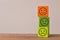 Colorful wooden blocks with emotion face. Customer evaluation and satisfaction concept