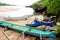 Colorful wooden boats on beach Kodi, Sumba Island, Nusa Tenggara