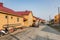 Colorful wooden buildings along the road in summer at Longyearbyen, Svalbard