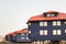 Colorful wooden buildings along the road in summer at Longyearbyen, Svalbard