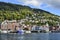 Colorful wooden buildings in Bryggen district in Bergen, a beautiful city in Norway