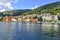 Colorful wooden buildings in Bryggen district in Bergen, a beautiful city in Norway