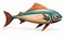 Colorful Wooden Fish Sculpture With Native American Design