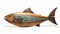 Colorful Wooden Fish Sculpture On White Background