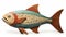 Colorful Wooden Fish Statue With Naturalistic Renderings