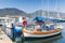 Colorful wooden fishing boats, South Corsica