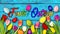 Colorful wooden german happy easter background