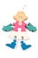 Colorful wooden girl puzzle pieces