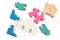 Colorful wooden girl puzzle pieces