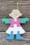 Colorful wooden girl puzzle pieces