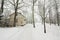 Colorful wooden house snowed in Finland