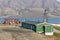 Colorful wooden houses along the river in summer at Longyearbyen, Svalbard