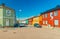 Colorful wooden houses in Oslo, Norway. Traditional Scandinavian architecture