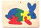 Colorful wooden rabbit puzzle