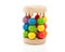 A colorful wooden rattle