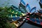 Colorful wooden rowboat at the Fewa Lake