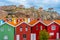 Colorful wooden sheds at Swedish village Smogen