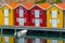Colorful wooden sheds at Swedish village Smogen