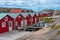 Colorful wooden sheds at Swedish village Smogen