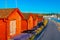 Colorful wooden sheds at Swedish village Stromstad