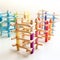 Colorful wooden stick construction a children\\\'s toy for building and playing.