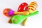 Colorful wooden toy maracas