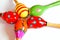 Colorful wooden toy maracas