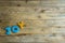 Colorful wooden word Joy on wooden floor1