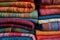 Colorful wool or alpaca blankets stacked