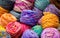 Colorful wool skeins