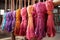 Colorful wool yarn in the traditional way of weaving in, Dyeing fabrics yarn in dyeing farm production, AI Generated