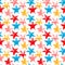 Colorful worn out grunge stars prints seamless pattern, vector