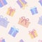 Colorful wrap present pattern on light background for decoration design. Wrapping paper in pastel color or any purposes.