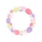 Colorful wreath with Easter eggs isolated on white background