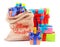 Colorful Xmas background with Santas gift sack