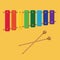 Colorful xylophone toy and sticks